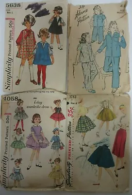 Vtg Lot 1940's-60's CHILD GIRL SIZE 4 & 5 Sewing Patterns Dress Skirt Pajamas • $14.99