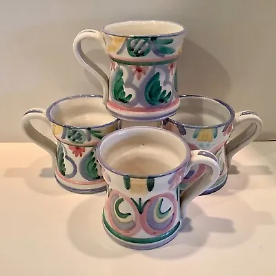 (4) Vintage VIETRI Colore MUGS Hand-Painted In ITALY • $59.99