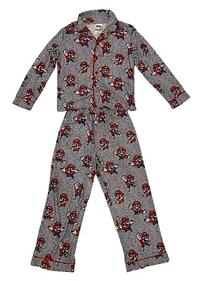 Super Mario PJ Pajamas Set Sleepwear Unisex Kids Size Large 10-12 22X23 GUC • $17.50