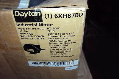 $54.95 • Buy Dayton 6xh87 Motor 1/4 Hp , 208-230/460v , 3 Ph , 1725 Rpm , General Purpose 