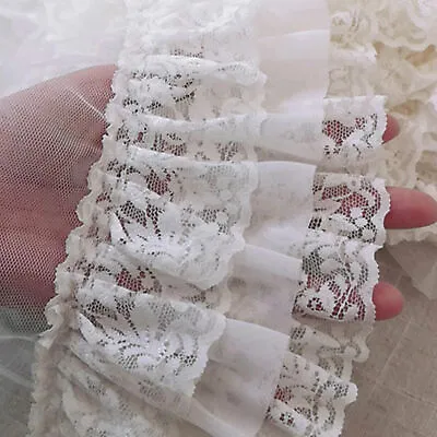 £13.99 • Buy Chiffon Lace Trim 3 Layered Ruffle Cuffs Chiffon Edge Sewing For Lolita Dress