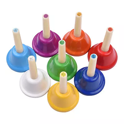 8pcs Colorful Handbell 8 Note Diatonic Metal Hand Bells Set Tinkle Bells B0L1 • £22.68