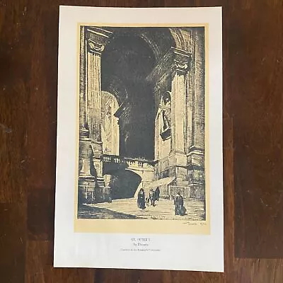 St. Peter's Basilica Vintage Print 1930 Albert Decaris Rome Vatican City • $9.99