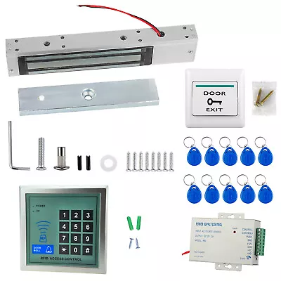 Door Access 280kg Magnetic Lock Control RFID Reader Keypad Exit Button 12V DC • £80.11