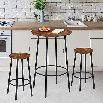 3 Piece Pub Dining Set Bar Table & Stools For 2 Kitchen Counter Height Wood Top • $51.58