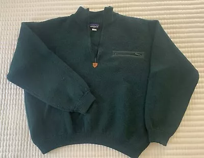 Vintage Patagonia Lambswool Sweater Alpiniste 1/4 Zip Wool Fisherman Heavy Large • $77.50