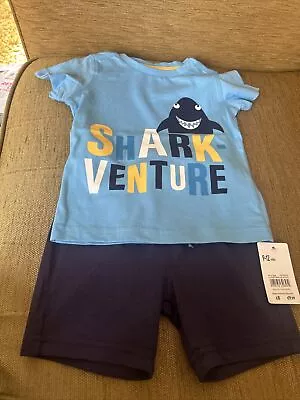 Mothercare Baby Boys 2 Piece Short Set Shark Design 9/12 Months New • $5.05