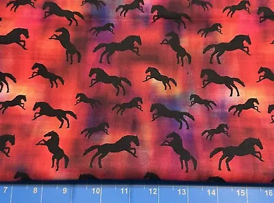 Tina Scrap Painted Horse Pony Black Pink Silhouette Tie Dye Cotton Fabric • $2.99