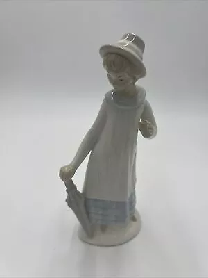 Castille Porcelain Young Girl With Umbrella Figurine - Made In Spain • $15.37