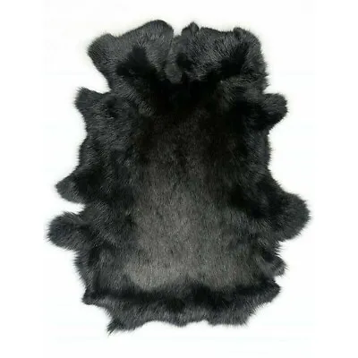 2PCS Genuine Rabbit Fur Skin Pelt Taxidermy Fur Hide Leather For DIY Craft Black • $17.09