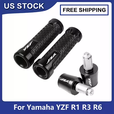 Motorcycle 7/8  Handlebar Hand Grips Handle Bar End Cap For Yamaha YZF R3 R6 R1 • $23.99