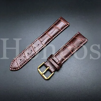 Genuine Leather 18 Mm Brown Alligator Watch Band Strap GOLD BUCKLE Fits Michele • $19.99