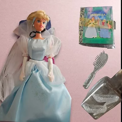 Disney 1991 Cinderella Doll 11.5  No 1624 Princess Mattel W/Golden Book NO Box  • $16.99