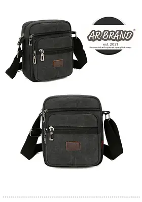 Men's Black Travel Bag Canvas CrossBody Shoulder MOBILE MINI IPAD KEYS CARDS UK • £20