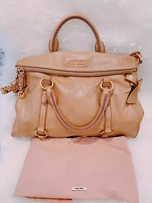 Miu Miu Bow Bag Cream Color Leather  • $599