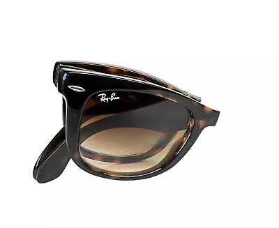 Ray-Ban RB 4105 710/51 Folding Wayfarer Sunglasses Brown Tortoise 50mm Read • $95