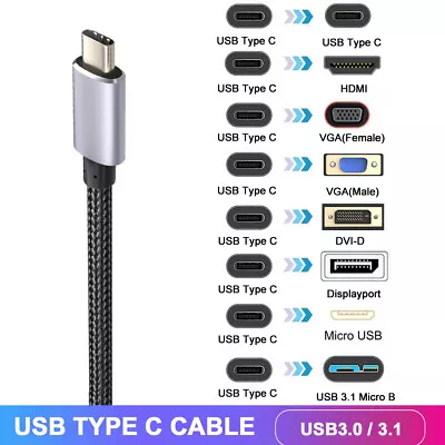 $9.99 • Buy USB-C To VGA HDMI Displayport Multiport Adapter Converter Cable Type C Dock Hub