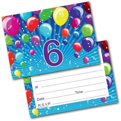 £5.99 • Buy 6th Birthday Party Invitations Balloons Boys Or Girls Pack Of 20 Invites & Env