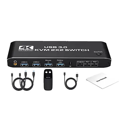 2 In 2 Out HDMI KVM Switch Display USB 3.0 HDMI KVM Switch With Keyboard Hotkey • $67.41