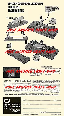 £3.69 • Buy Corgi Toys 262 Lincoln Continental Executive Limousine Instruction Leaflet 1967