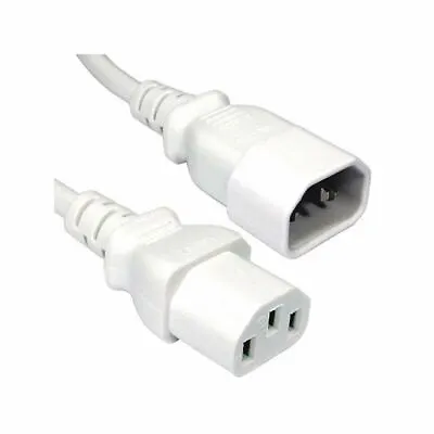 1m Iec C13 Socket To C14 Plug Mains Extension Cable - White • £6.99