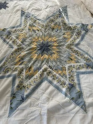 Vintage LeMoyne Star 8 Point Barn Star Bedspread Quilt Full Size Cutter • $21.24