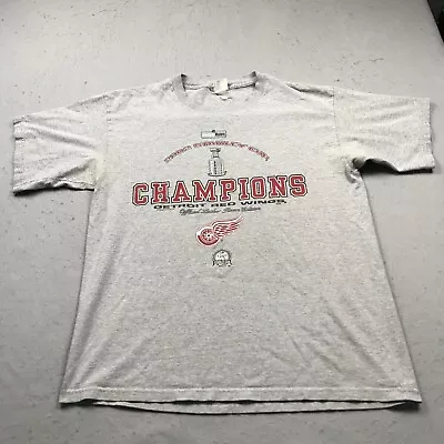 VINTAGE Detroit Red Wings Shirt Mens Large Gray Stanley Cup Lee Sport NHL Y2K • $19.99