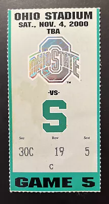 Ohio State Vs Michigan State 11/4/2000 Game 5 College Football Ticket Stub • $12.23