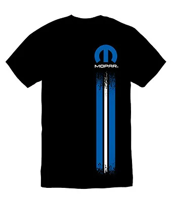 Mopar Left Stripe Logo Men's Officially Licensed Black 100% Cotton Tee Shirt  • $16.99