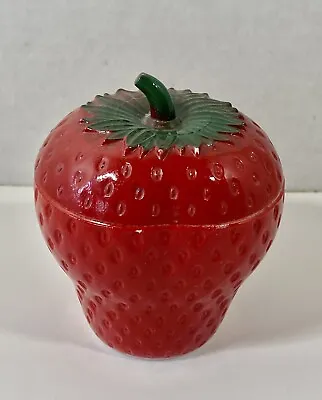 Strawberry Jam Sugar Dish Jar Bowl Trinket Figural Milk Glass W/ Lid Vintage • $14.95