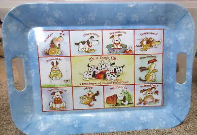 Melamine Ware The Margaret Sherry Collection Blue Tray Dogs Puppies Handles XVK • $16.25