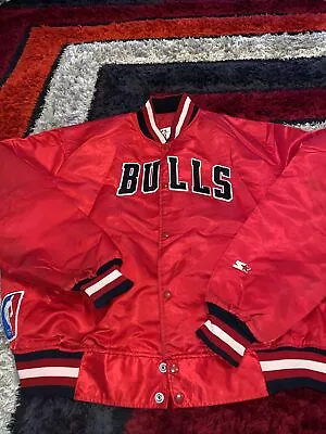 Vintage Chicago Bulls Starter Satin 90s NBA Team Jacket USA Made 2xl Jordan • $274.90