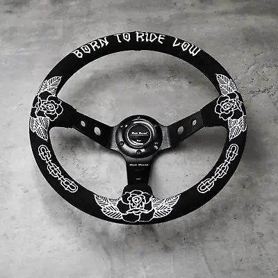 3 Deep Dish JDM 6-BOLT Steering Wheel Racetrack Strong Grip Suede Leather Rose • $99.95