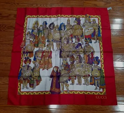 Rare Vintage Gucci Medieval Time Puppets Silk Scarf 34”x 34  Never Used Ref567 • $99.99