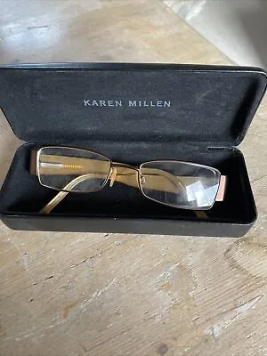 KAREN MILLEN  Glasses . Bronze Frame Patterned Sides. Original Case. • £7.99