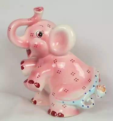 Vintage Pink Elephant W/ Monkey Planter New Baby Girl / Bar Décor MCM Ceramic • $19.99