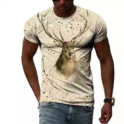 Summer Fashion Animal World Men's T-Shirt Printing Short Sleeve Street • $16.99