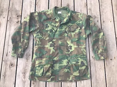 Vintage 60s Vietnam War Era ERDL Tropical Camo Poplin Slant Pocket Jacket Size L • $75