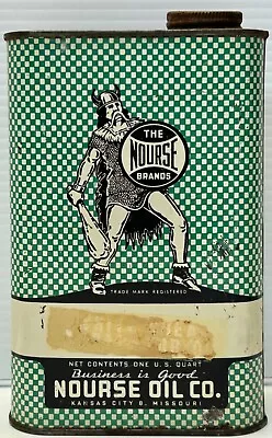 Vintage Empty THE NOURSE OIL CO. Kansas City Missouri 1 Quart Oil Can • $29.99