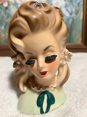 Lady Head Vase - 4 3/8   Enesco Foil Label No Number - Used - Read Description • $17.38