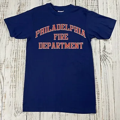 $29.99 • Buy Vtg 80s Hanes 50/50 Philadelphia Fire Department Ems Navy Blue Splleout T-shirt