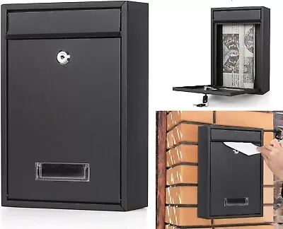 Metal Wall Mount Mailbox Security Lockable Door Newspaper Letter Drop Box 2 Keys • $27.97