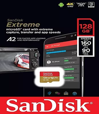 SanDisk Extreme Micro SD 32GB 64GB 128GB Class 10 SDHC SDXC 4K U3  Memory Card • £1.99