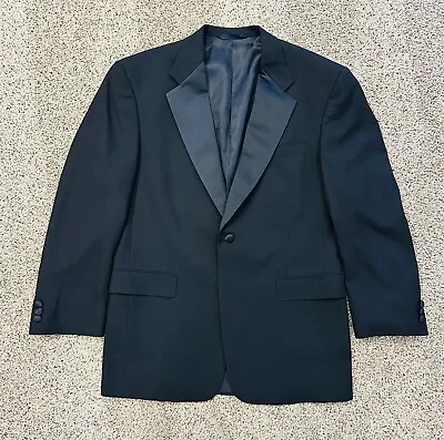 BURBERRY Tuxedo Jacket Black 100% Super Wool Suit Adult Men’s 40R Coat Vintage • $99.97