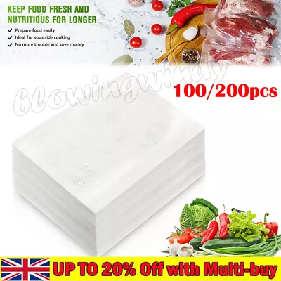 200x Vacuum Food Sealer Bags Vacum Sealer Dry Wet Pack Machine/Food Bags UK New‘ • £9.49