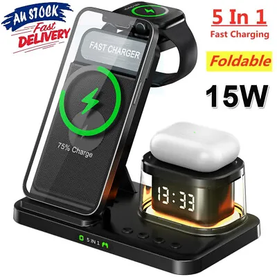 15W 5 In1 Wireless Charger Stand QI Fast Charging Dock For Airpods IPhone IWatch • $52.54