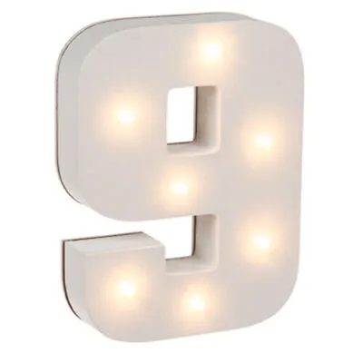 £4.95 • Buy 16cm Illuminated Wooden Number 9 With 7 Led Sign Message Home Light Xmas Gift