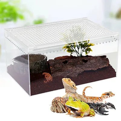 Transparent Pet Feeding Box Large Size Acrylic Plant Pet Reptile Terrarium Tank • $35.16