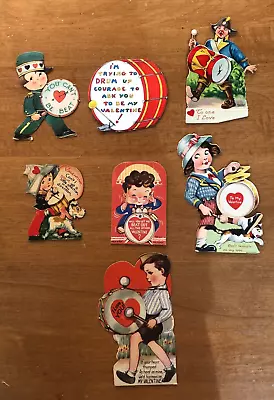 Vintage Lot Of 7 Drum Themed School Valentine's Day Cards - 1930s To 1940s • $7.05