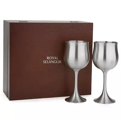 Royal Selangor Sovereign Collection Pewter Wine Goblet With Box Set Of 2 Pieces • $339.95